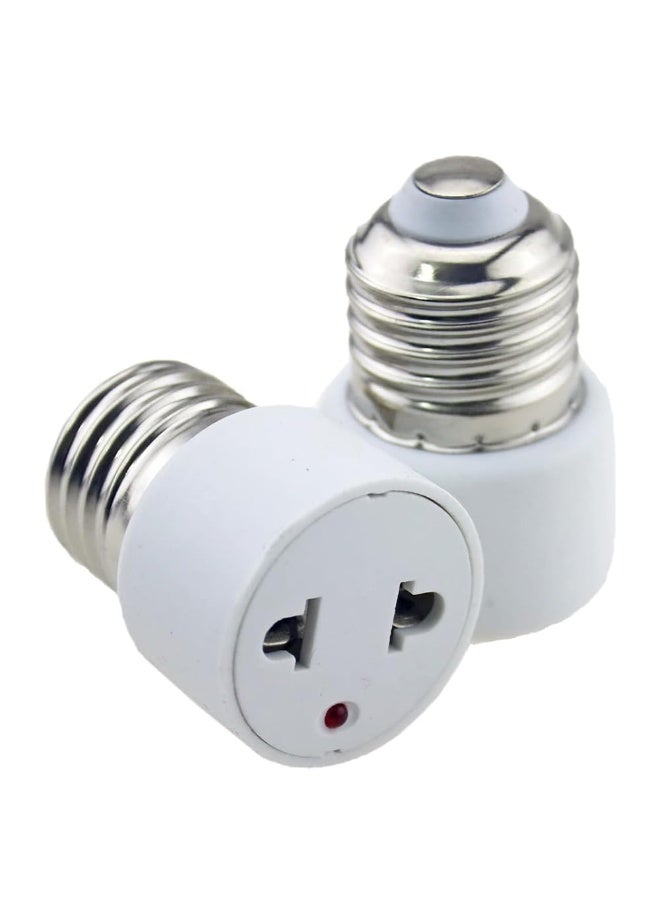 2-Pack E26 E27 Light Socket to 2-Prong Plug Adapter, Medium Base Lamp Holder Socket Outlet Converter for Garage Workshop Porch, UL Listed (White) - Image 1